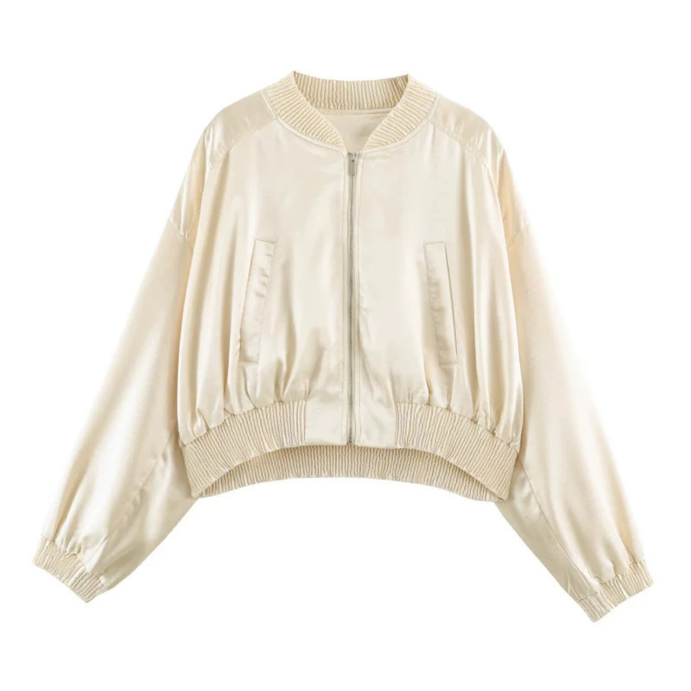 ZARA Silk Satin Bomber Jacket Commuter Style